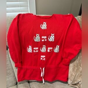 Oversized Vintage Cat Christmas Sweatshirt